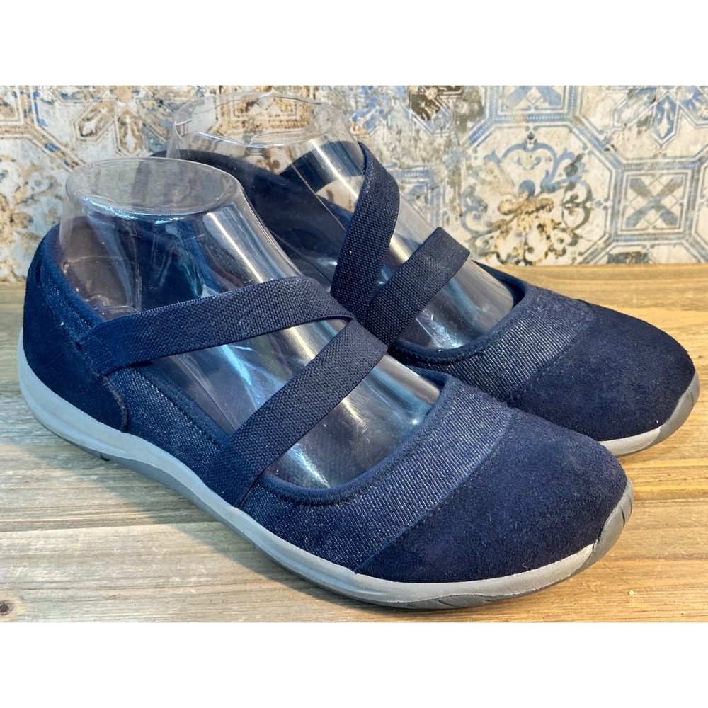 Lands End Mary Jane Sneakers Shoes Womens 7.5 Navy Blue Excellent